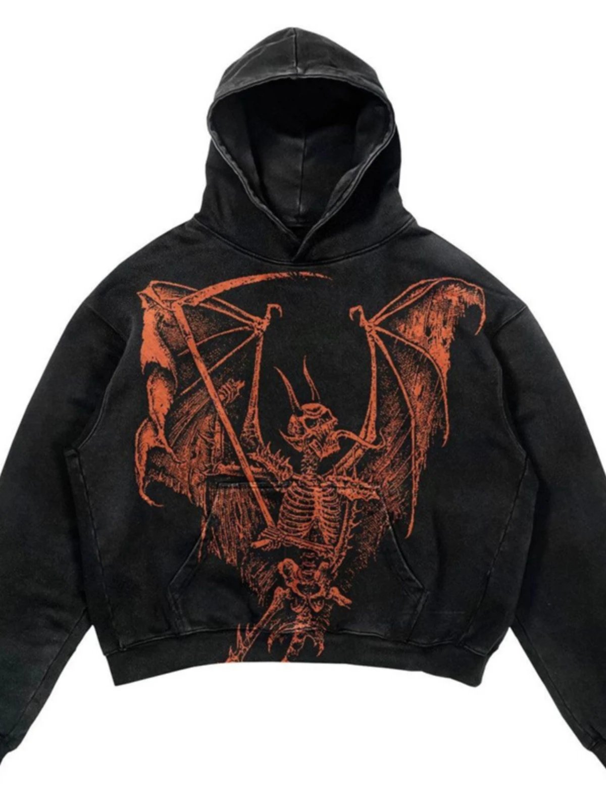 European and American Style Quirky Sweatshirt, Hip-Hop Retro Trendy Brand Men's Halloween Print Washed Vintage Sweatshirt Cotton Pullover Jacket
