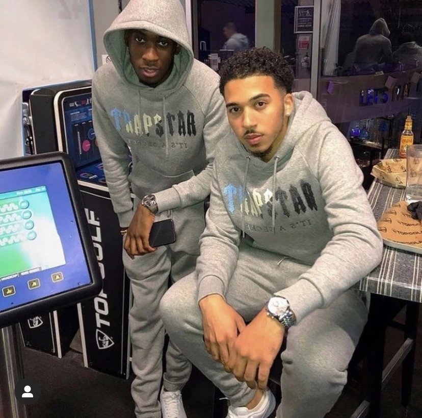 Trapstar Blue and White Towel Embroidered Fleecelined Sweatshirt Pants Winter Hooded pullover Casual Sports Outwear for Men and Women 2