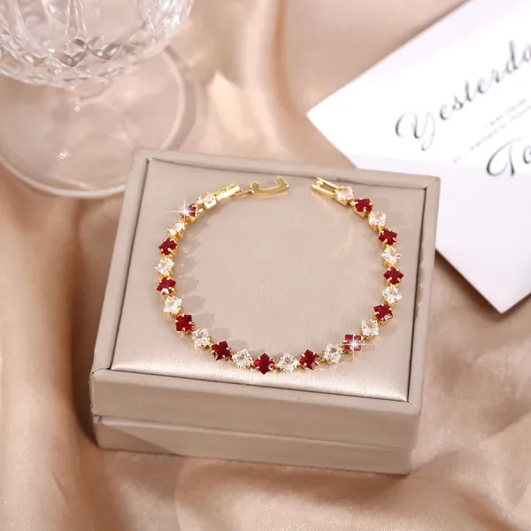Design Red and Clear Crystal Star Charm Bracelet - 1