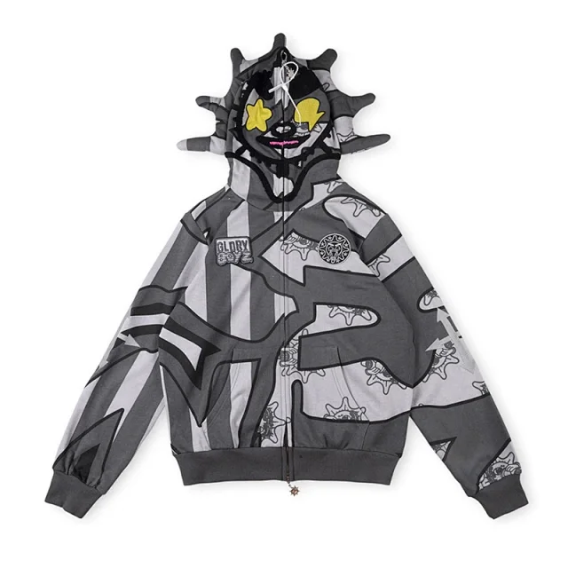 Glo Gang Hoodies & Sweatshirts Spiked Hood Graphic Zip-Up Hoodie product detail image 5