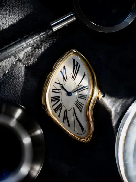 Cartier Crash White Dial Silver Case Black Leather Strap Mechanical Watch Watches - 5