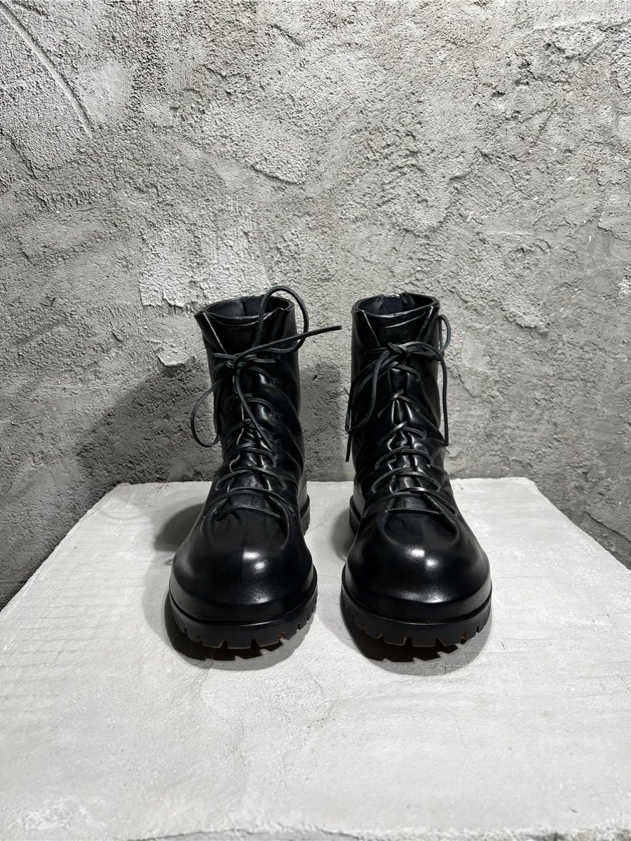 Design Military-Style Combat Boots Black with Red Bandana Pants - 3