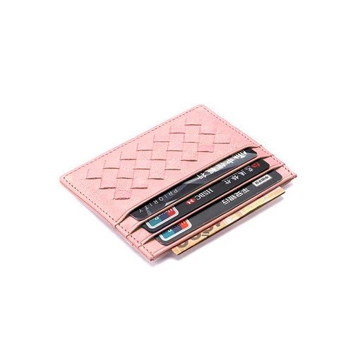 Bottega Veneta Credit Card Case Intrecciato Leather Pink
