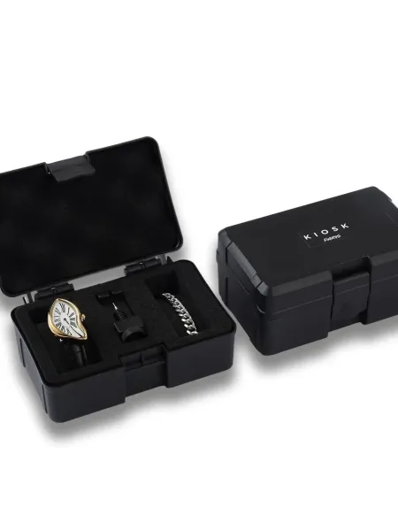 Cartier Crash White Dial Silver Case Black Leather Strap Mechanical Watch Watches - 2