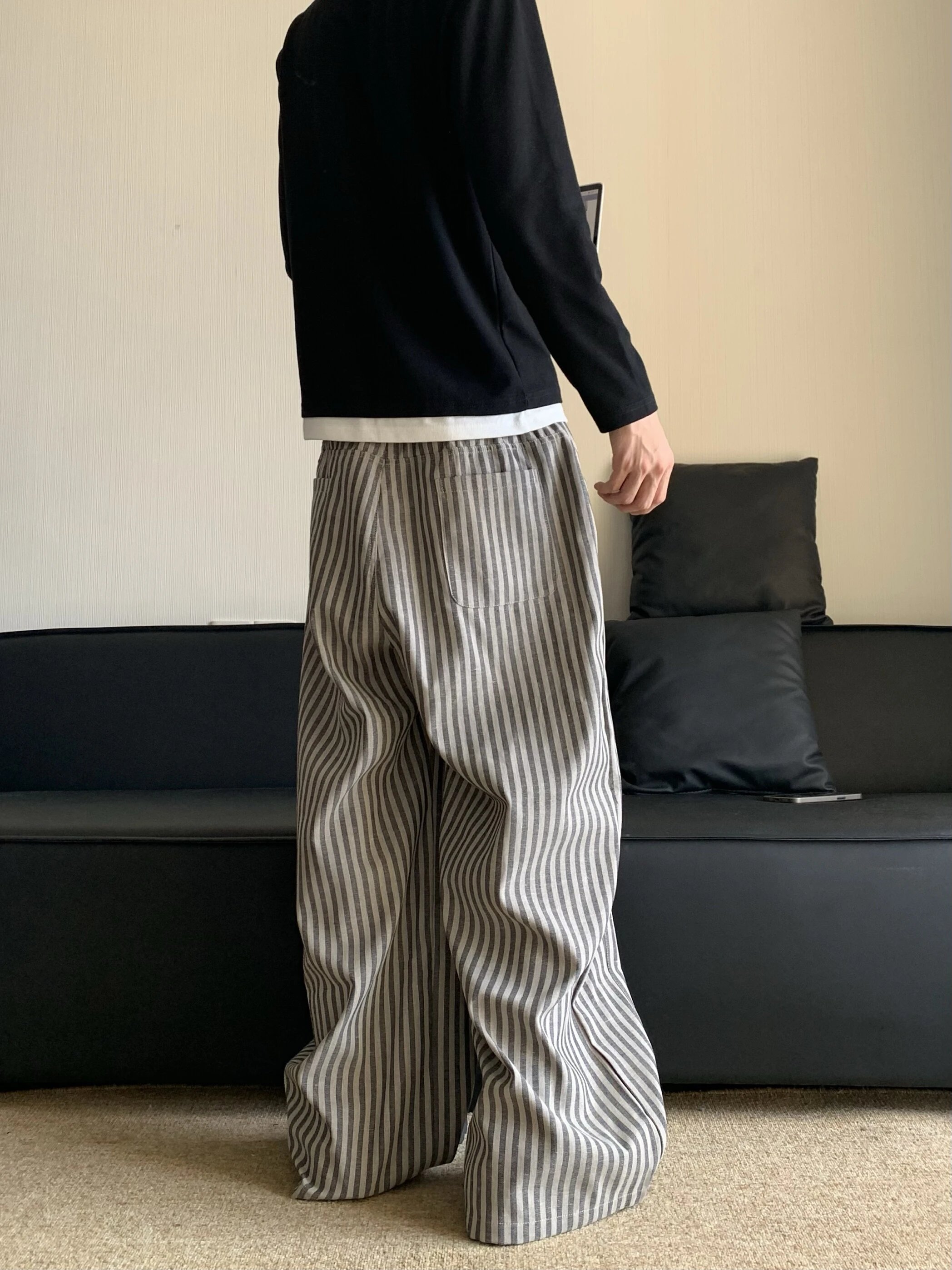Cabbage Coke Relaxed Feeling Loose Vertical Striped Casual 4