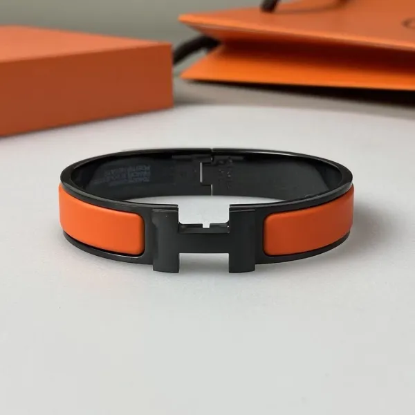 Hermès Clic H Bracelet Navy Blue and Black Enamel - 14