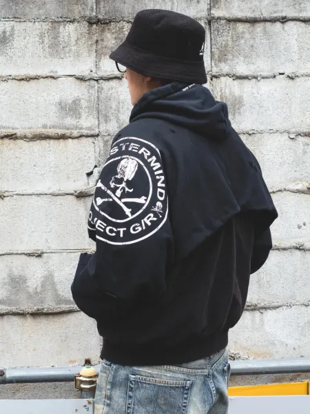 Design Project MasteRm Skull Print Zip-Up Hoodie Black Hoodie - 5