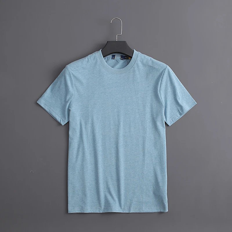 20 Colors Men's Short Sleeve T-Shirt Pony Logo Casual Minimalist Round Neck All-Cotton Washed Brushed Soft Plaid Easiest to Match