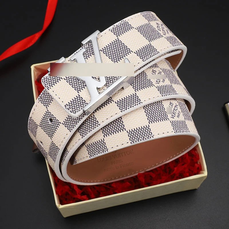 White grid+silver buckle