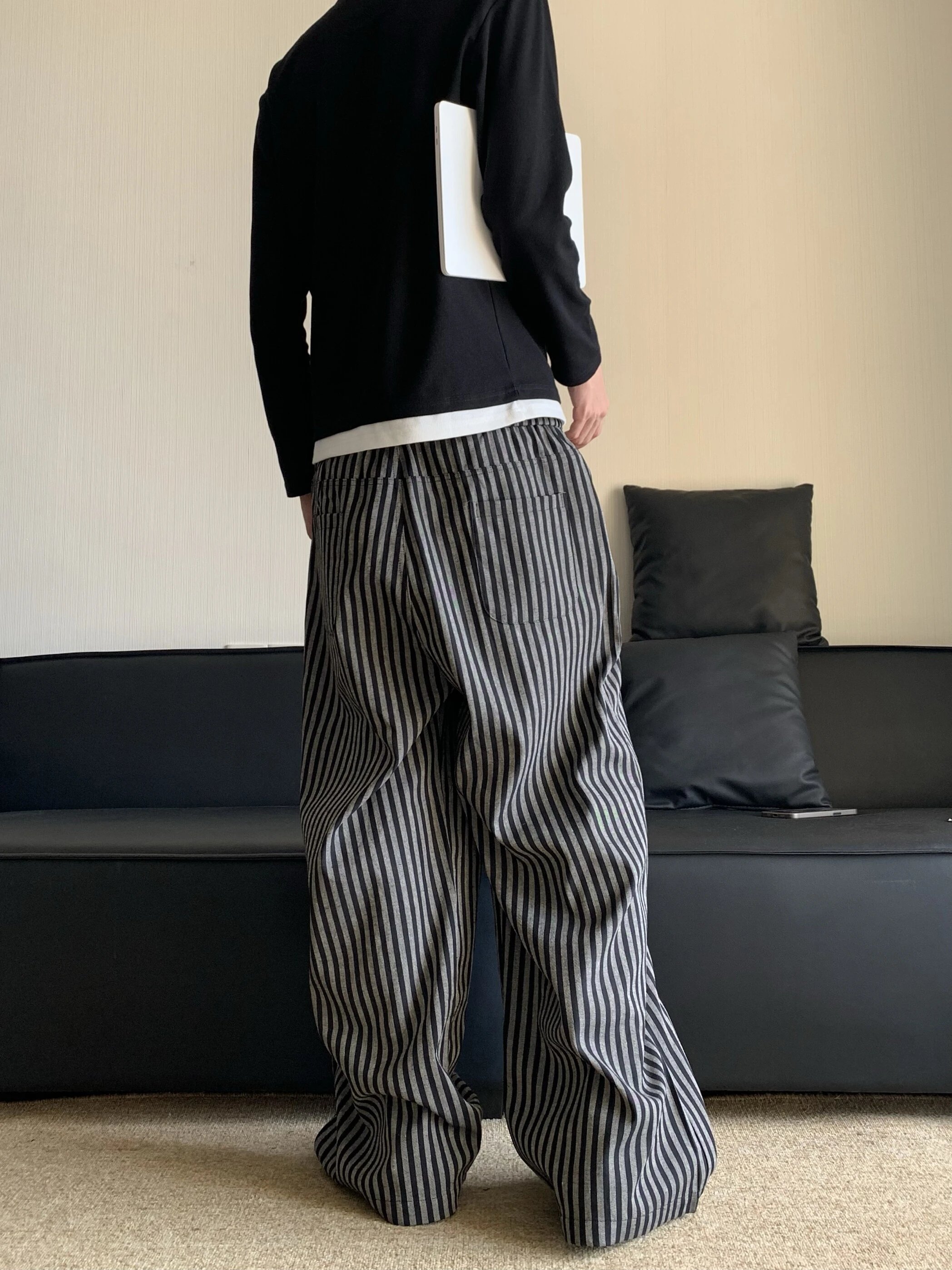 Cabbage Coke Relaxed Feeling Loose Vertical Striped Casual 6