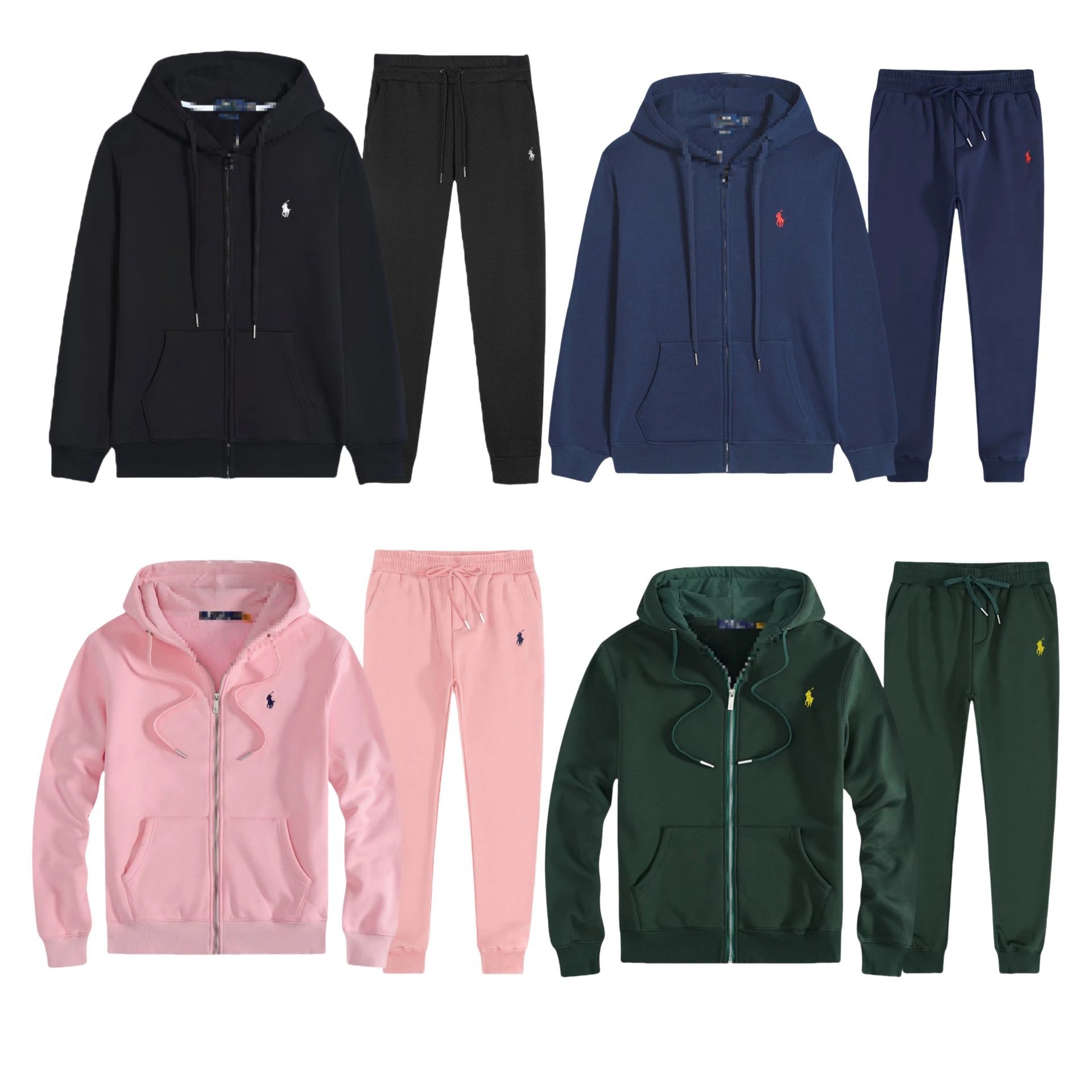Ralph Lauren Cross-Border Hooded Cardigan for Men and Women Spring & Fall Sporty Zip-Up Embroidered Pony Sweatshirt Jacket