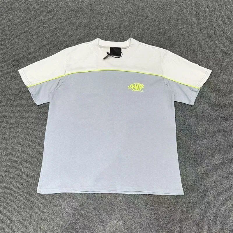 GRA Color-Block Logo T-Shirt and Joggers Set Gray with Neon Green Trim - 15
