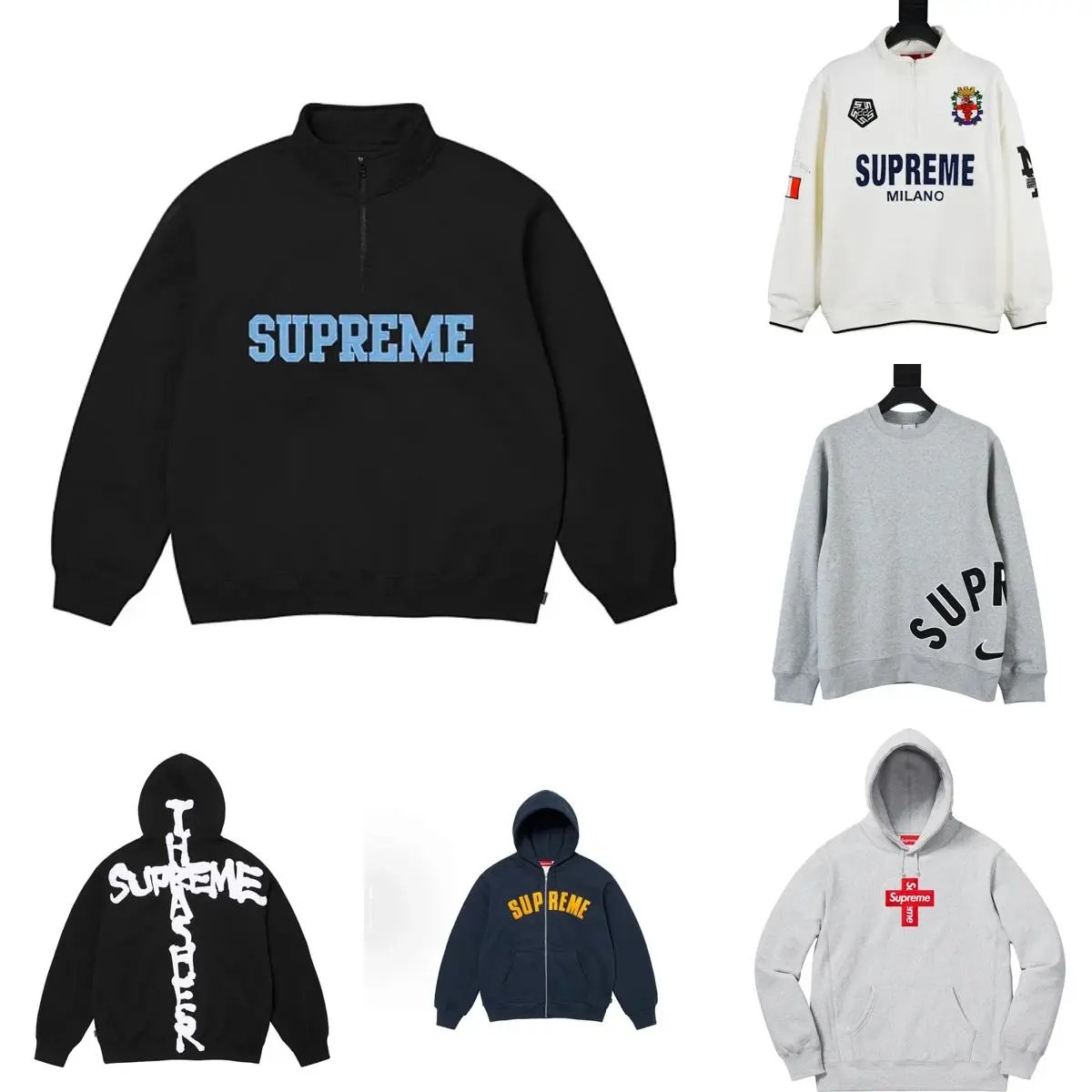 High-quality classic letter print veet round collar hooded zipper sweatshirt