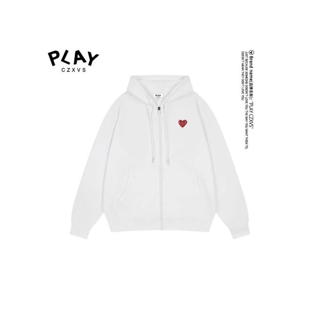 PLAY Cardigan Jacket Autumn and Winter New Couple Japanese Fashion Brand Loose Cardigan Hooded Sweater Men's Couple Dress Embroidery: seller detail photo 2