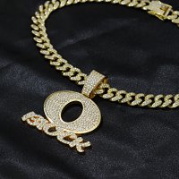 Gold pendant with diamond 50cm cuban cha