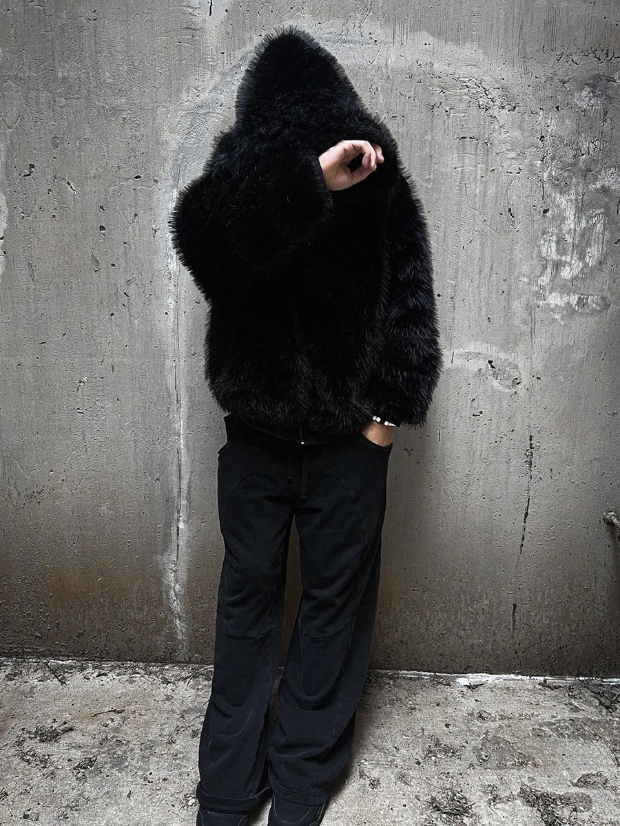 Black Fur Hoodie