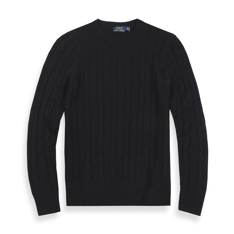 Polo Ralph Lauren Knitwear Cable-Knit Crewneck Sweater — M01 Men's Black