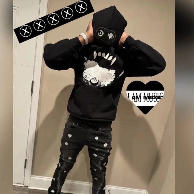 Destroy Lonely Ken Carson A Great Chaos Vamp Hoodie Black and White Hoodie