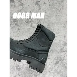 thumbnail for 【Dogg Man】Vintage Distressed Work Boots Thick-Soled Height-Increasing Martin Boots Unisex Motorcycle Boots Canvas Hiking Boots