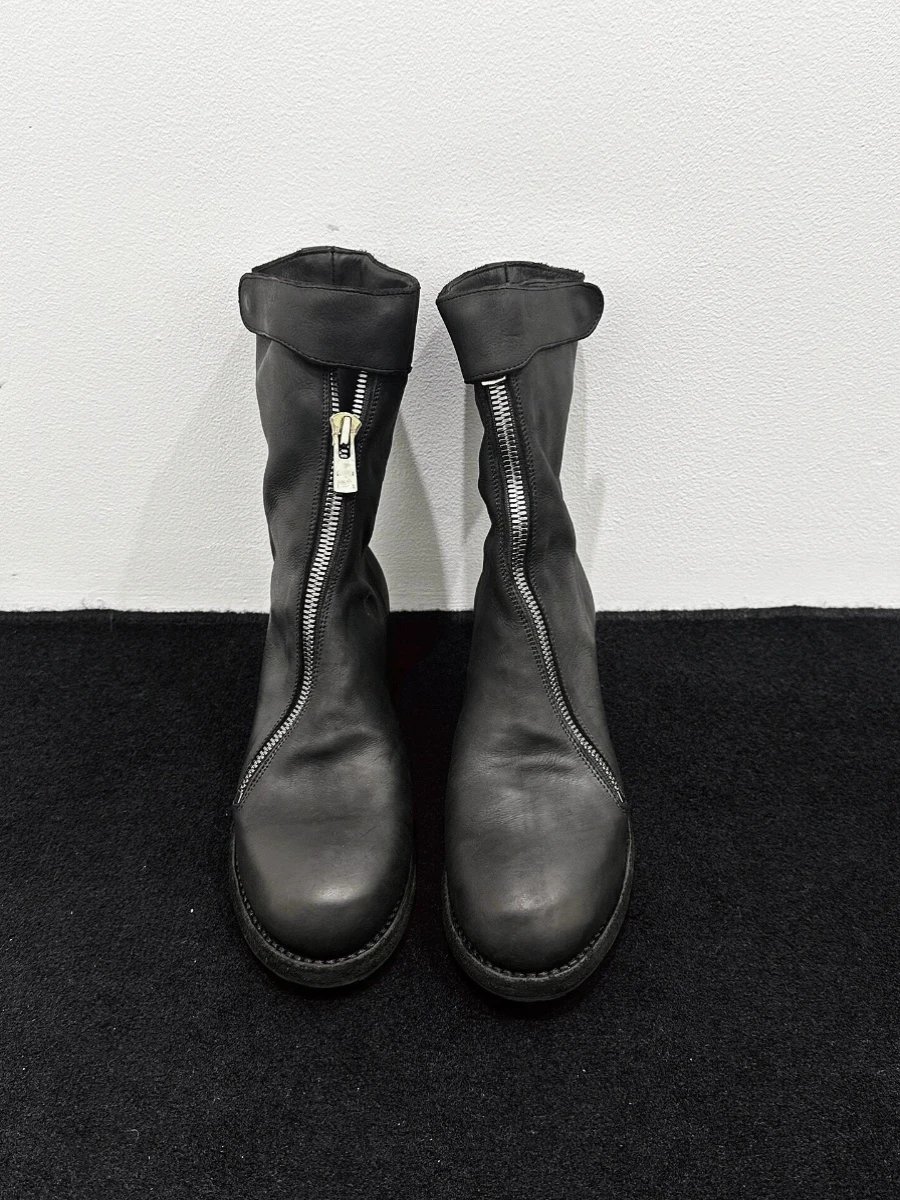 British Mid-Calf Boots Chunky Heels