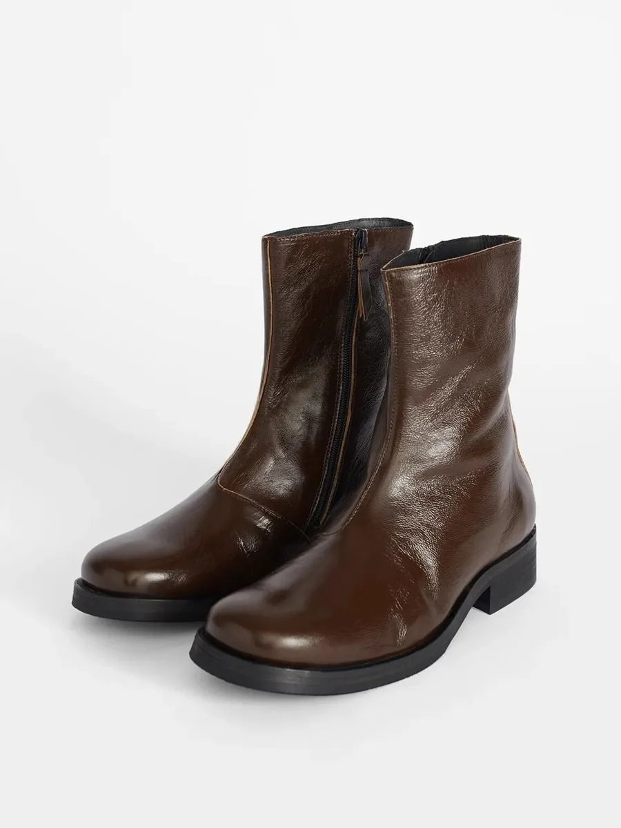 High top sliding cigarette tube boots, men's and women's British style motorcycle boots