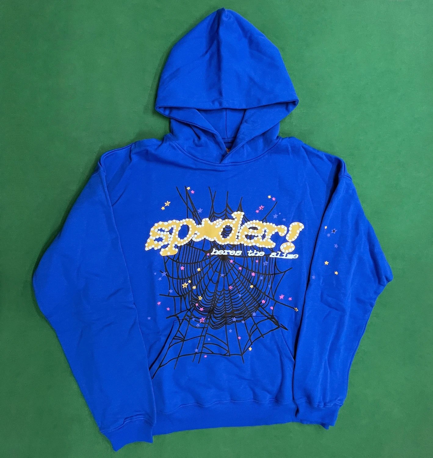 Spider! Spider Web Graphic Hoodie Blue