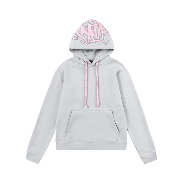 SNTA Graffiti Hoodie Light Gray with Pink Drawstrings - 1