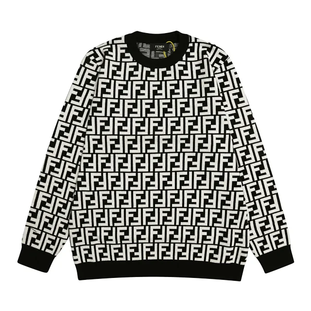 Fendi Knitwear Crew-Neck Logo and FF Monogram Knit Sweater product detail image 3