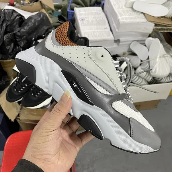Dior B23 Low White Gray Brown Mesh Sneakers Chunky Sneakers - 1