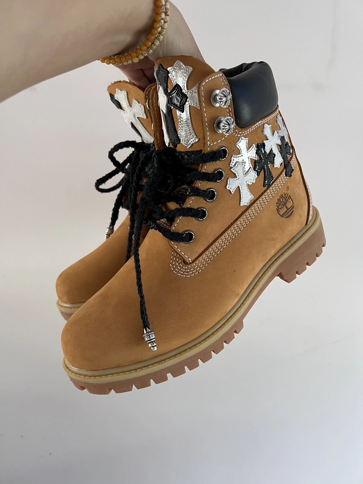 Timberland x Chrome Hearts 6-Inch Premium Boot Wheat with Cross Embellishments Boots