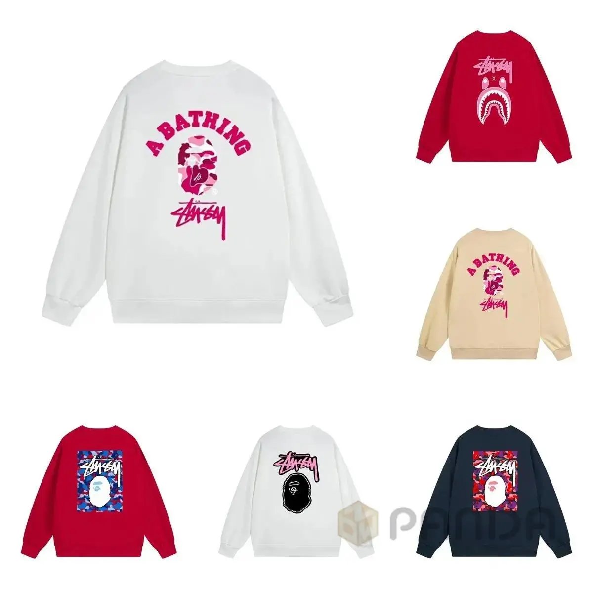 Premium co-branded classic Ape Man print crewneck sweater - please add WhatsApp: 18327218805 if you need sizing help