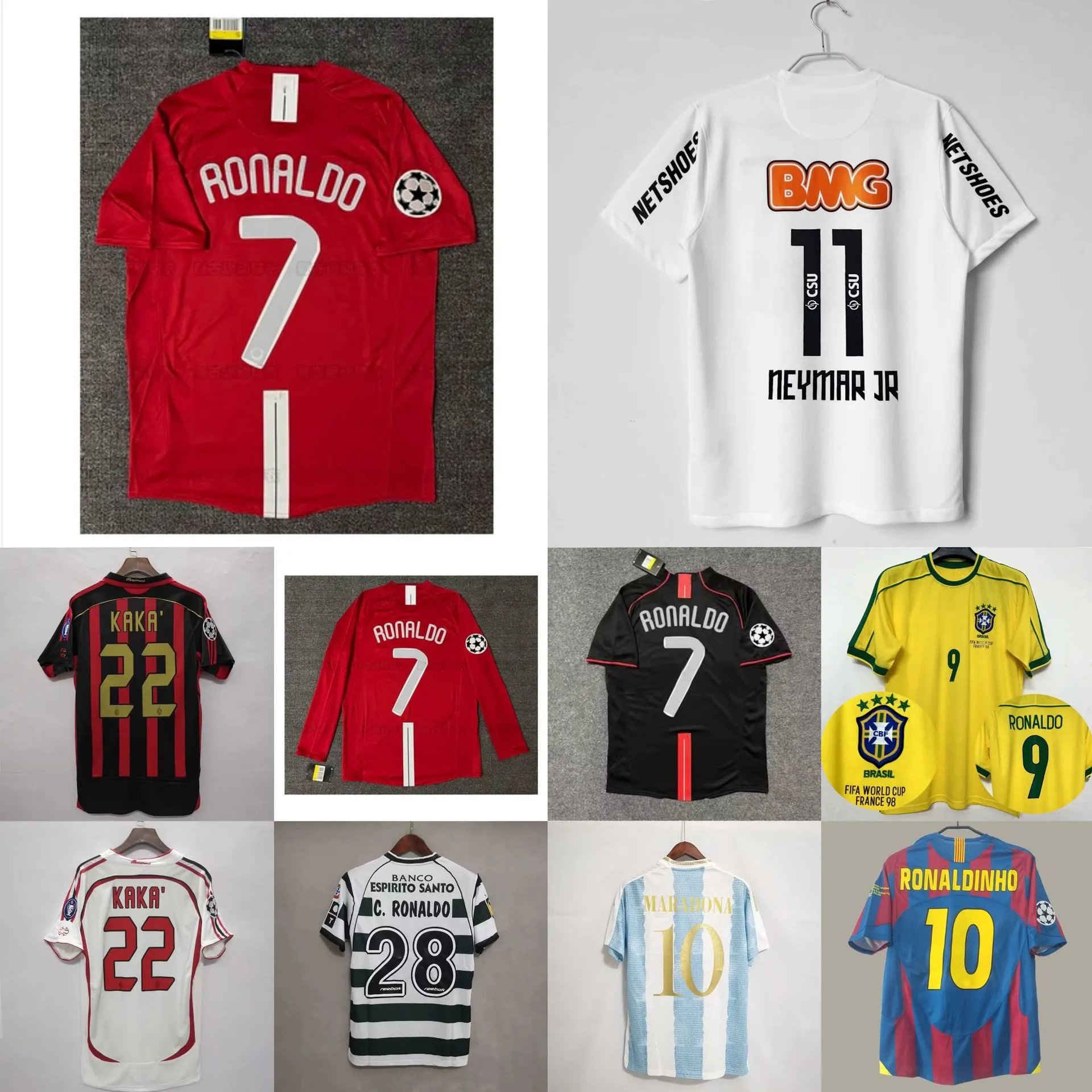 AC Milan Kaka Paris football uniform England France Brazil World Cup vintage jersey Retro jerse