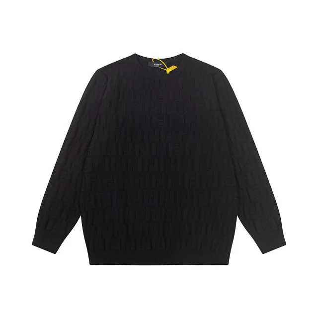 Fendi Knitwear Crew-Neck Logo and FF Monogram Knit Sweater product detail image 5