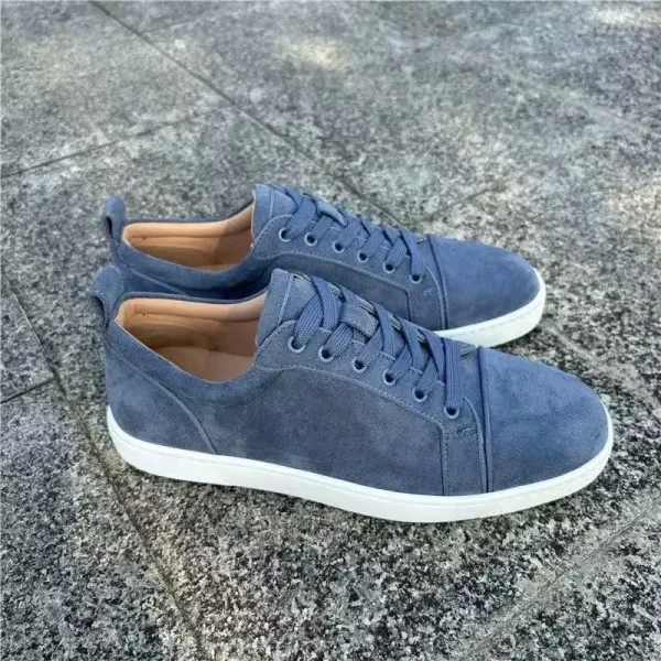 Design Suede Low-Top Sneakers Navy Blue - 1