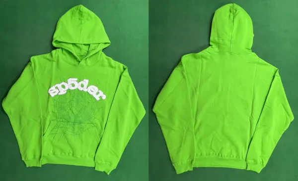 SP5DER Spider Web Hoodie Neon Green - 1