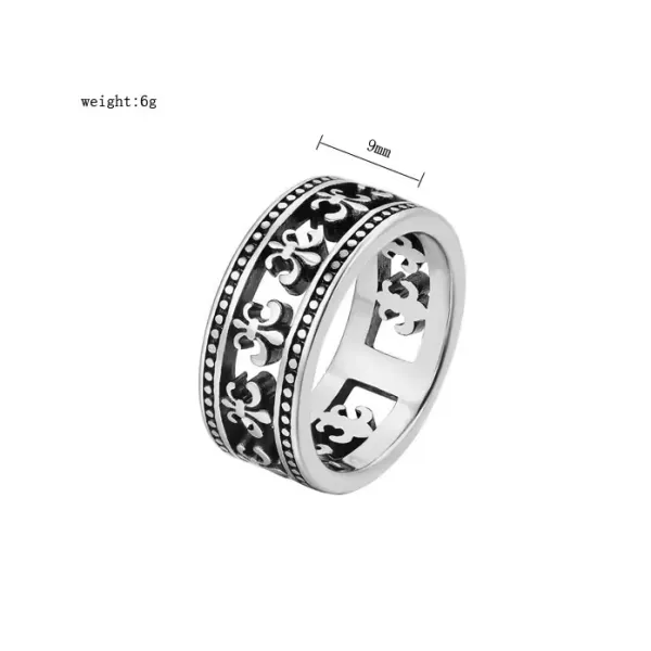Design Floral Filigree Wide Band Ring Silver Jewelry - 1