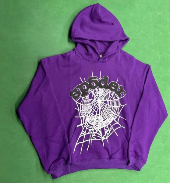 SP5DER Spider Web Purple Hoodie - 1