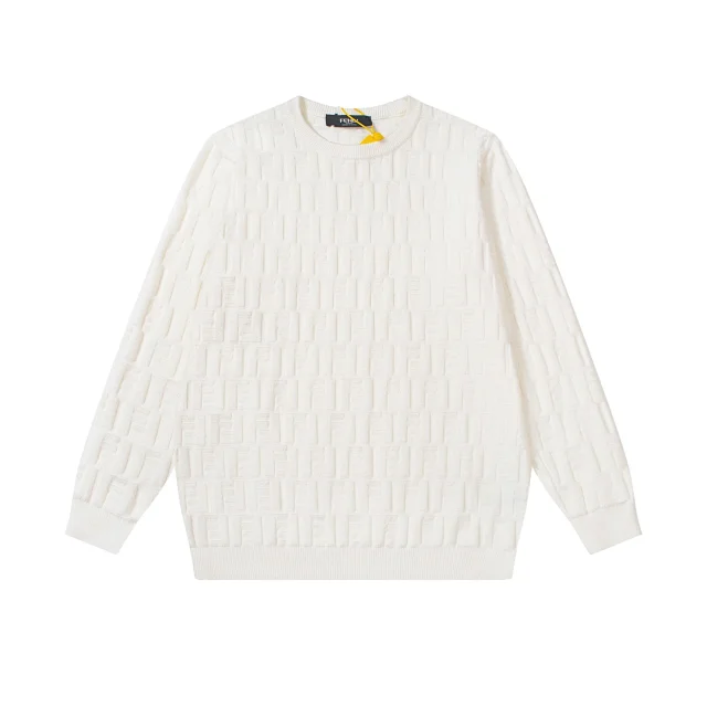 Fendi Knitwear Crew-Neck Logo and FF Monogram Knit Sweater product detail image 2