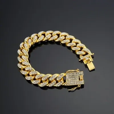 Design Miami Cuban Link Bracelet Gold Iced Out Bracelet Jewelry - 1