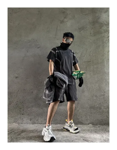 Design Technical Shorts Black with Reflective Stripes - 5