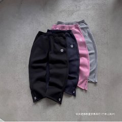 Cross border elastic drawstring zipper sweatpants, solid color casual pants, high street hip-hop rap street y2k