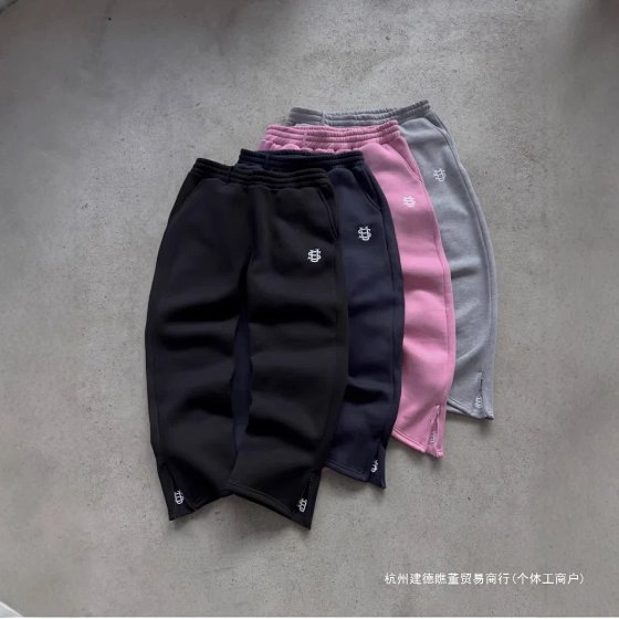 Cross border elastic drawstring zipper sweatpants, solid color casual pants, high street hip-hop rap street y2k