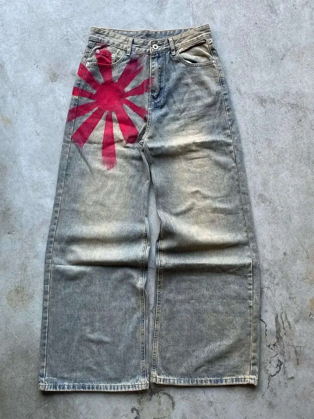 2000s Red/Grey Washed Jeans