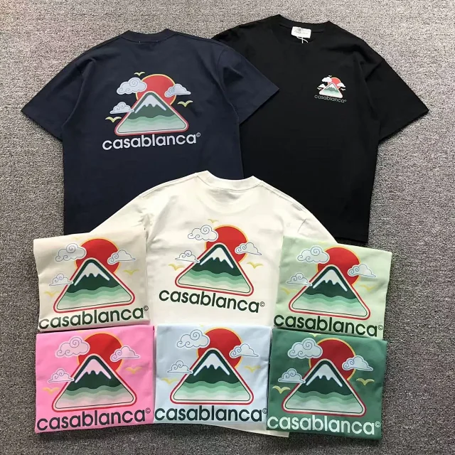 Casablanca T-Shirts Mountain and sunrise graphic short-sleeve T-shirt product detail image 1