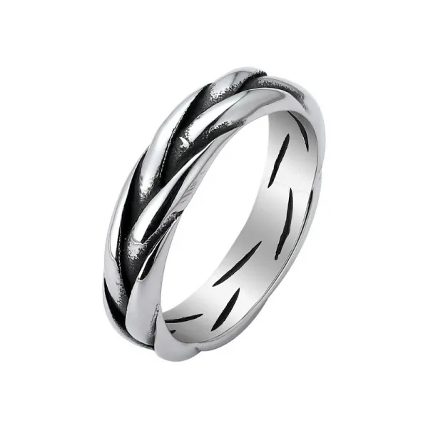 Design Twisted Rope Silver Ring Jewelry - 1