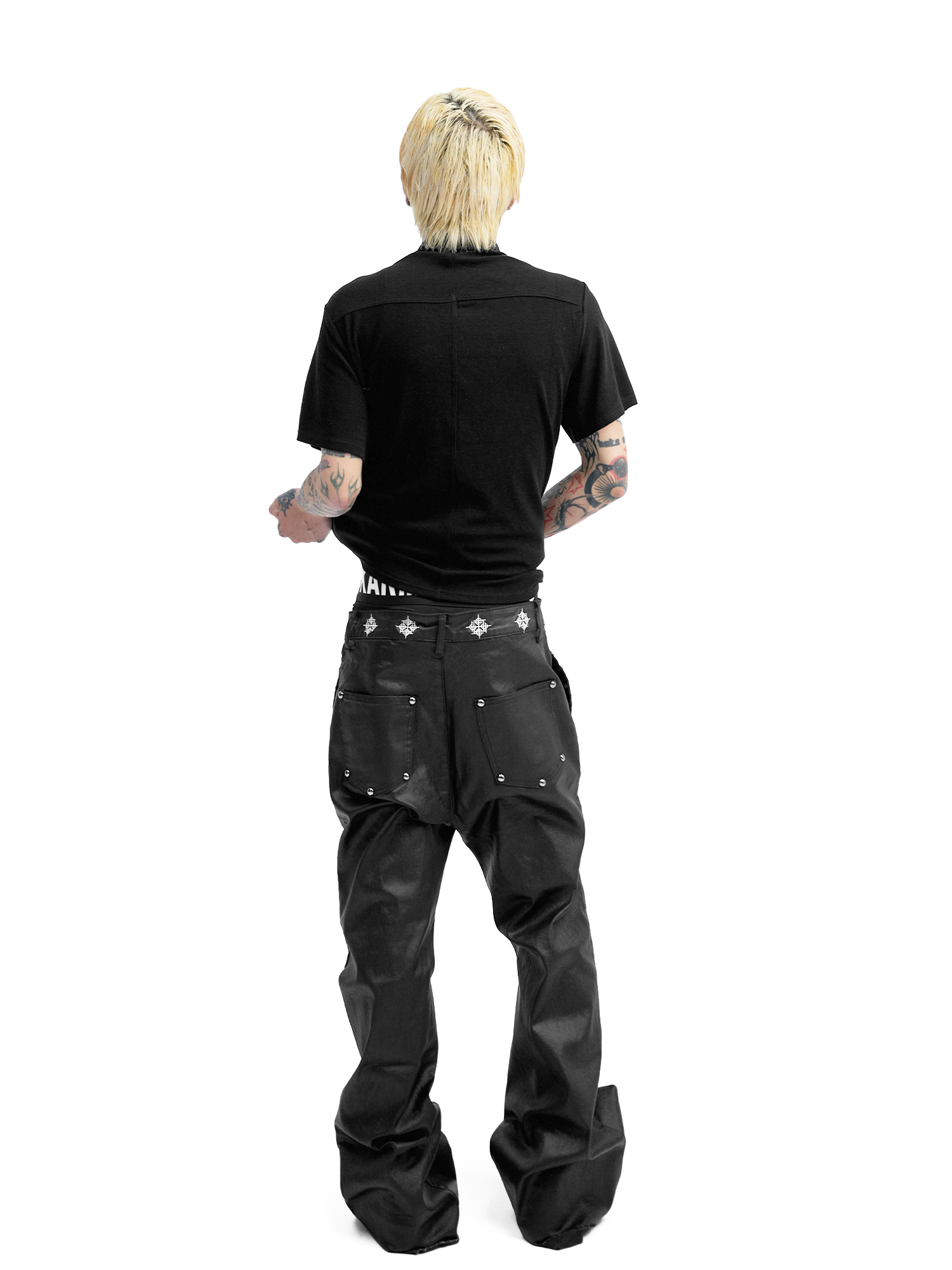 Design Flared Leather Pants Black - 5