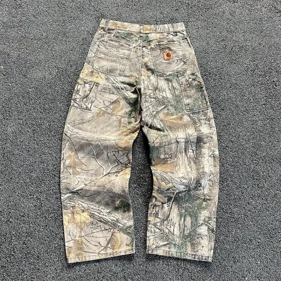 Carhartt Cross-Border Summer Washed Camo Pants American Distressed Wide-Leg Loose Straight Jeans