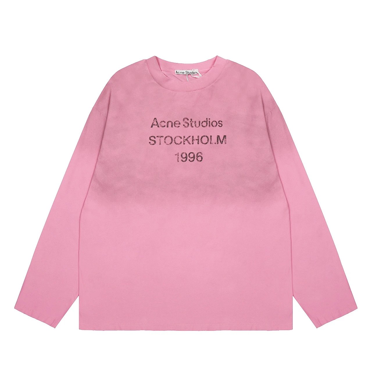 Acne Studios Acne Studios Pink Long-Sleeve T-Shirt with Stockholm 1996 Print Pink