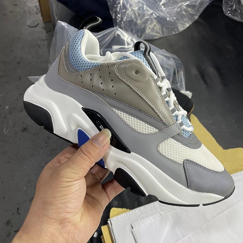 Dior B23 Low Gray Blue White Chunky Sneakers - 1