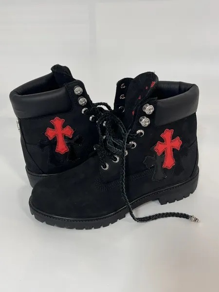Chrome Hearts x Timberland 6-Inch Boot Black with Red Cross Embroidery Boots - 1